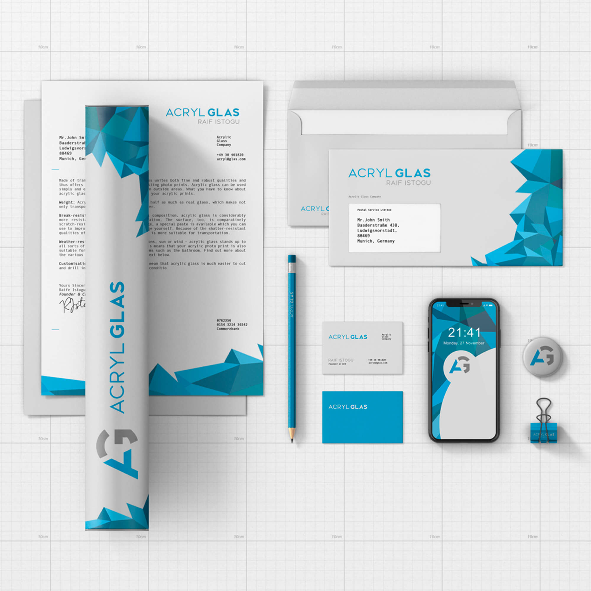 Acryl Glas brand identity detail